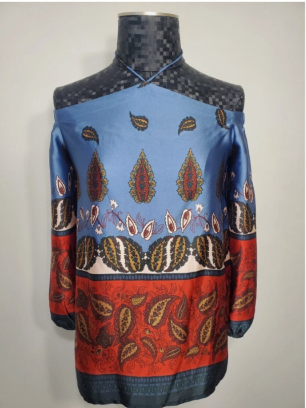 LOFT Paisley Mixed Print Off-the-Shoulder Blouse - Large